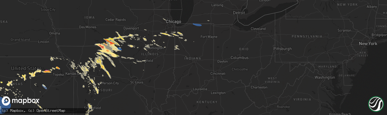 Hail map in Indiana on June 13, 2024