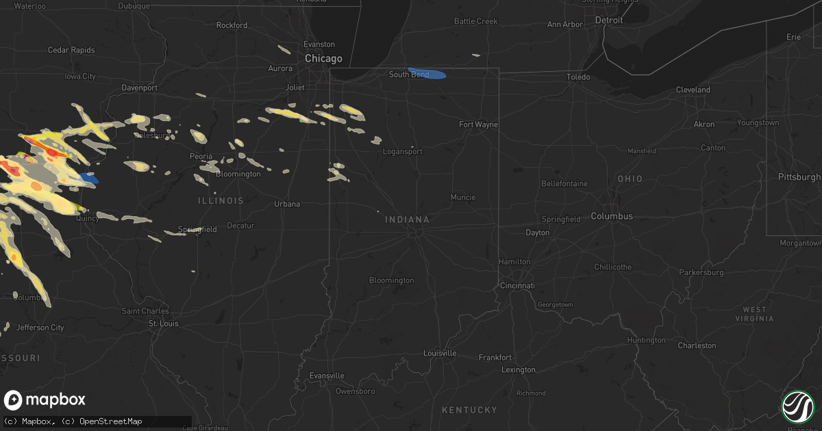Hail map in Indiana on June 13, 2024