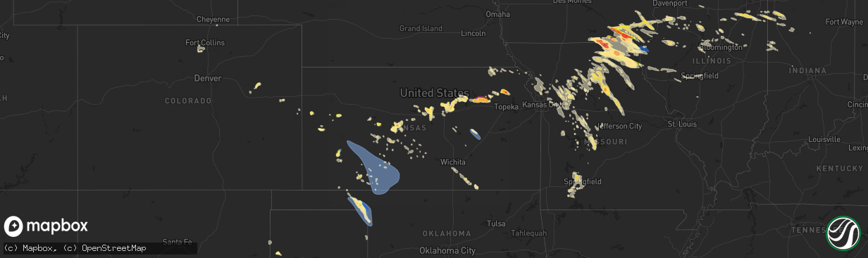 Hail map in Kansas on June 13, 2024