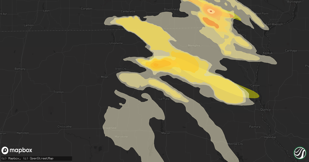 Hail map in Kirksville, MO on June 13, 2024