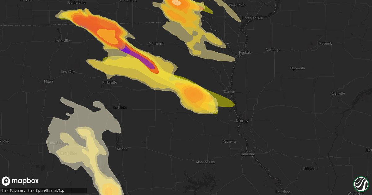 Hail map in La Belle, MO on June 13, 2024