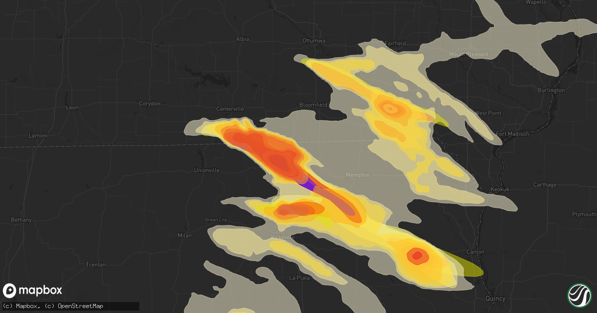 Hail map in Lancaster, MO on June 13, 2024
