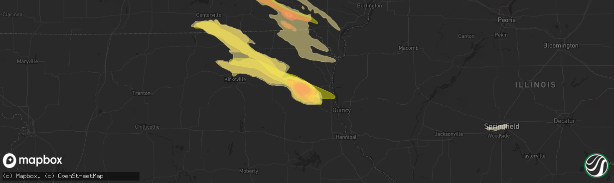 Hail map in Lewistown, MO on June 13, 2024