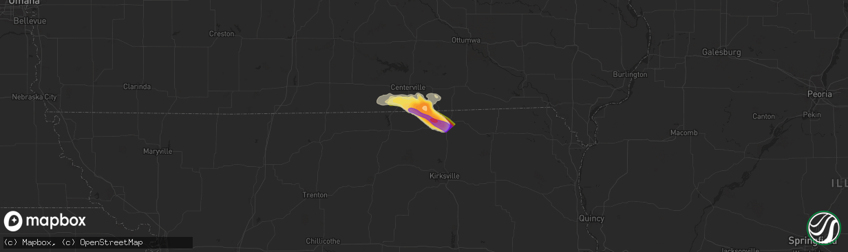 Hail map in Livonia, MO on June 13, 2024
