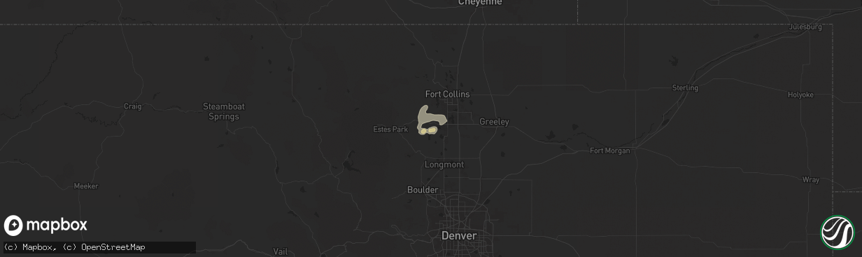 Hail map in Loveland, CO on June 13, 2024