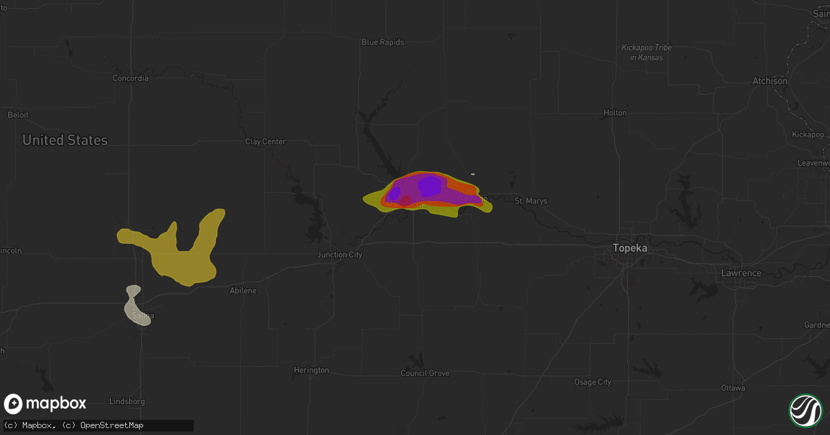 Hail map in Manhattan, KS on June 13, 2024