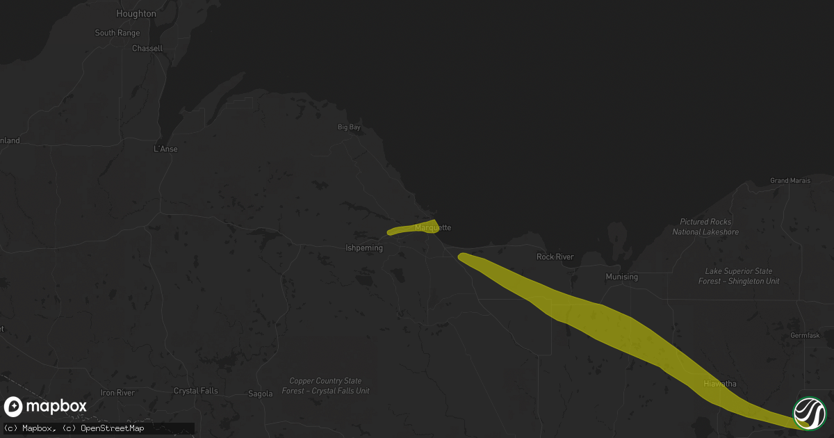 Hail map in Marquette, MI on June 13, 2024