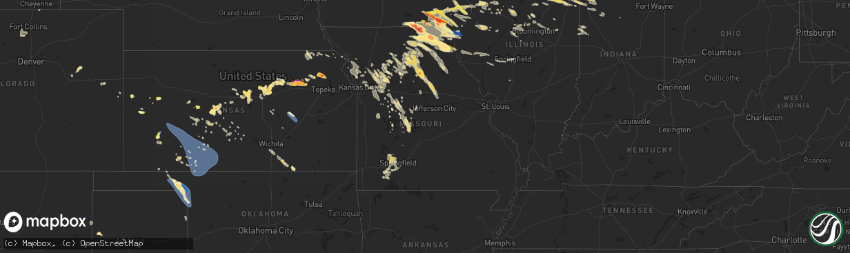 Hail map in Missouri on June 13, 2024
