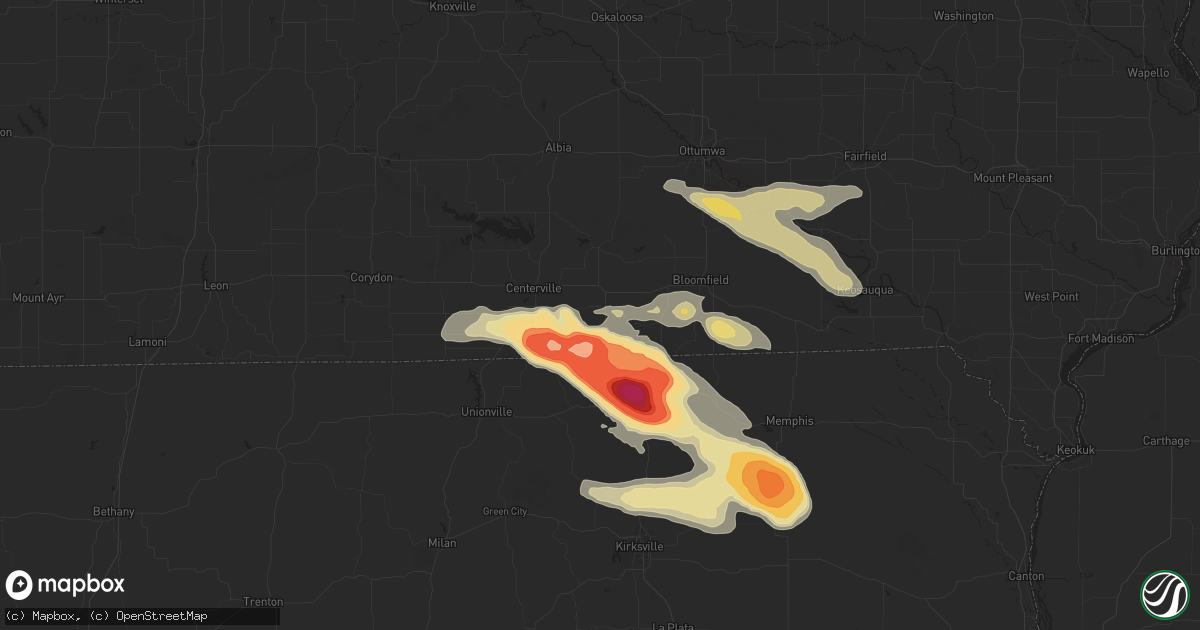 Hail map in Moulton, IA on June 13, 2024