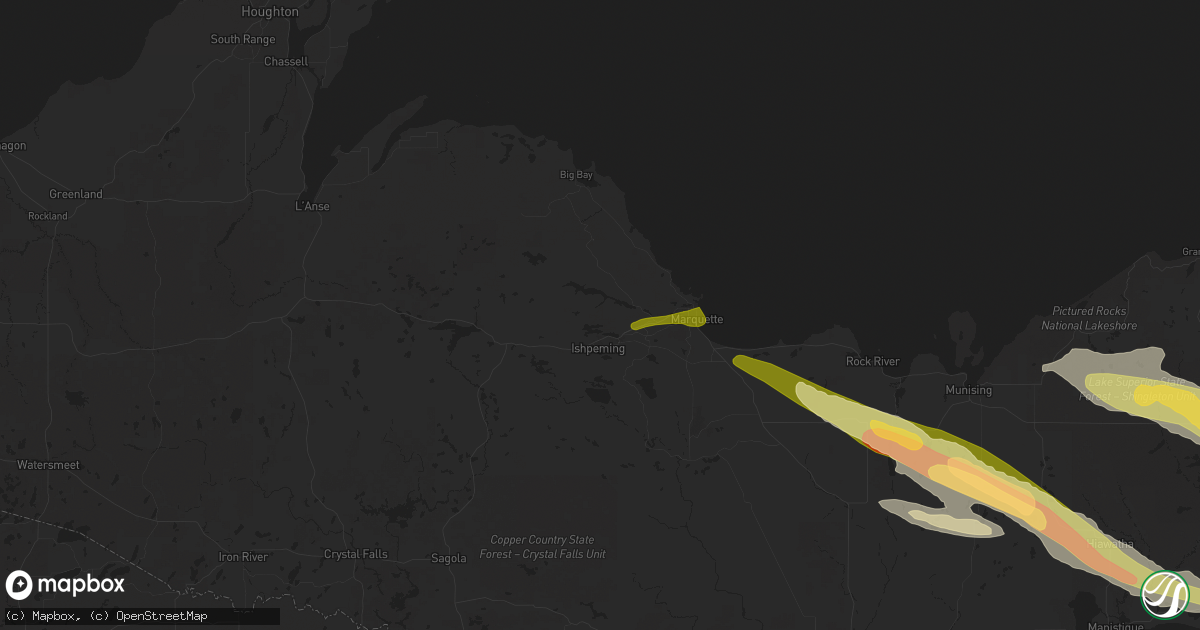 Hail map in Negaunee, MI on June 13, 2024