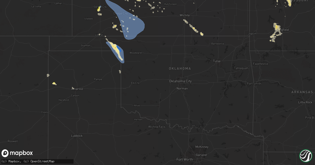 Hail map in Oklahoma on June 13, 2024