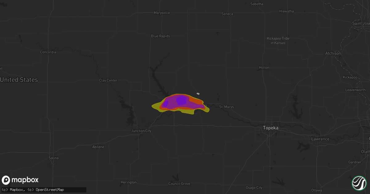 Hail map in Saint George, KS on June 13, 2024