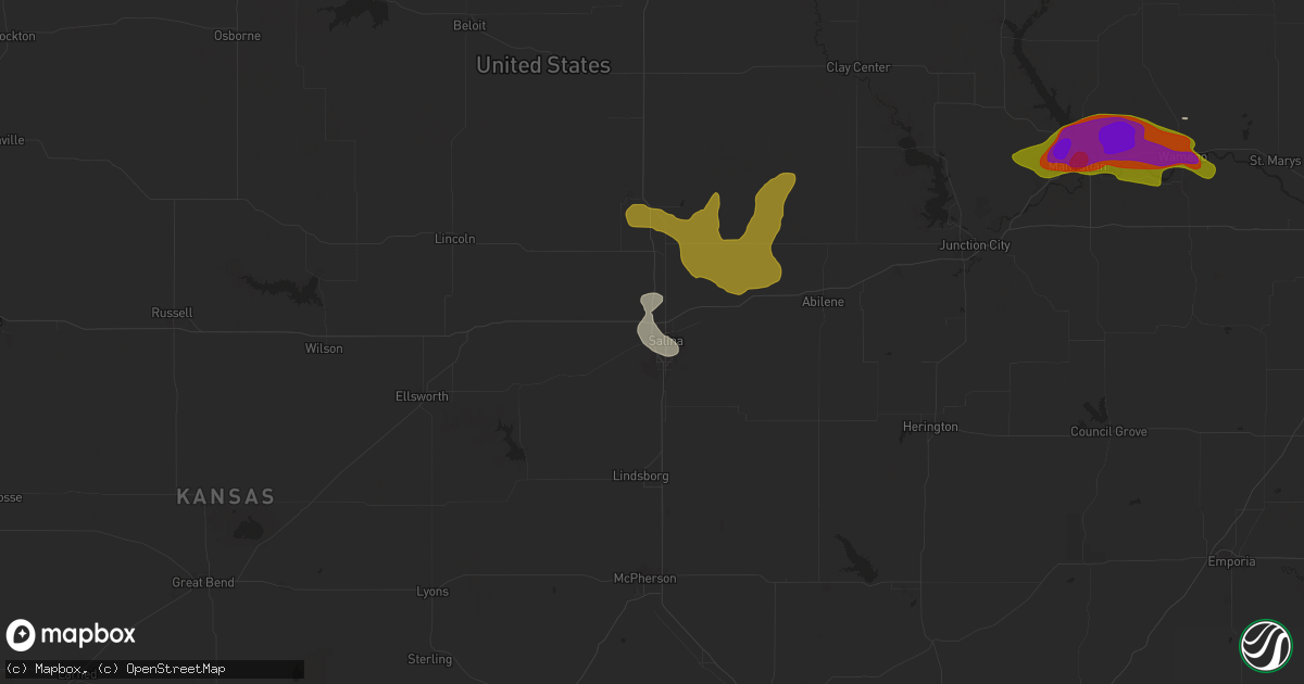 Hail map in Salina, KS on June 13, 2024