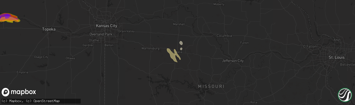 Hail map in Sedalia, MO on June 13, 2024