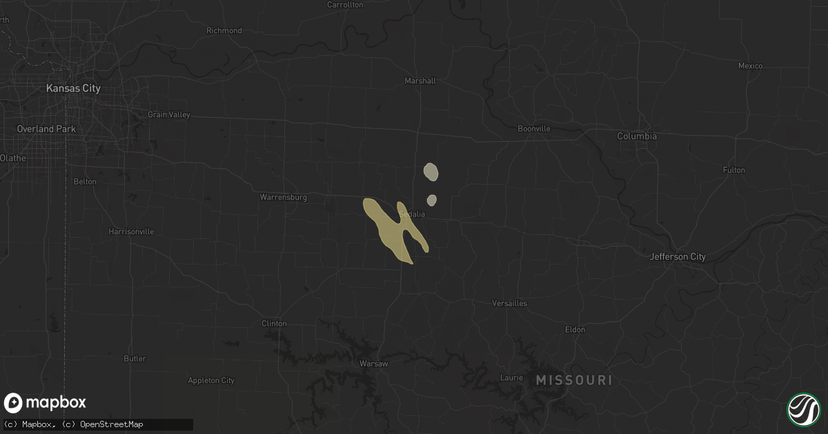 Hail map in Sedalia, MO on June 13, 2024