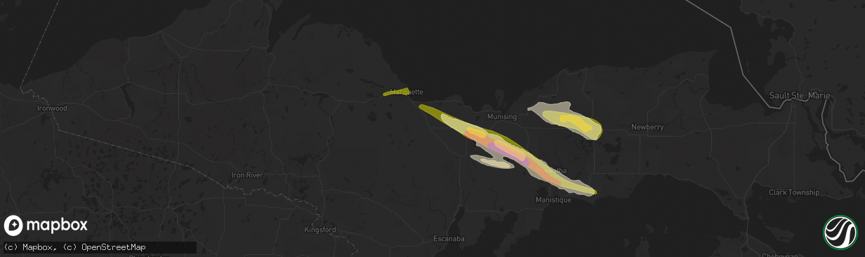 Hail map in Skandia, MI on June 13, 2024