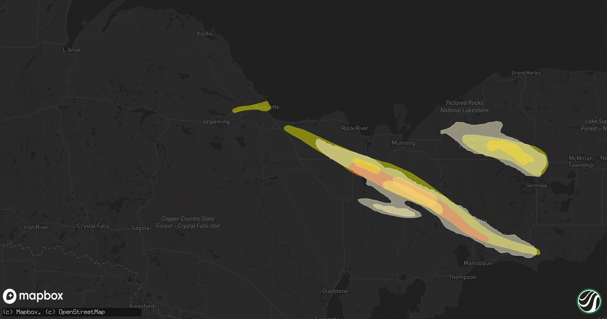 Hail map in Skandia, MI on June 13, 2024