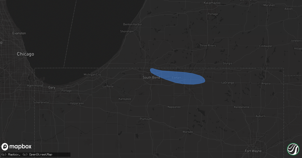 Hail map in South Bend, IN on June 13, 2024