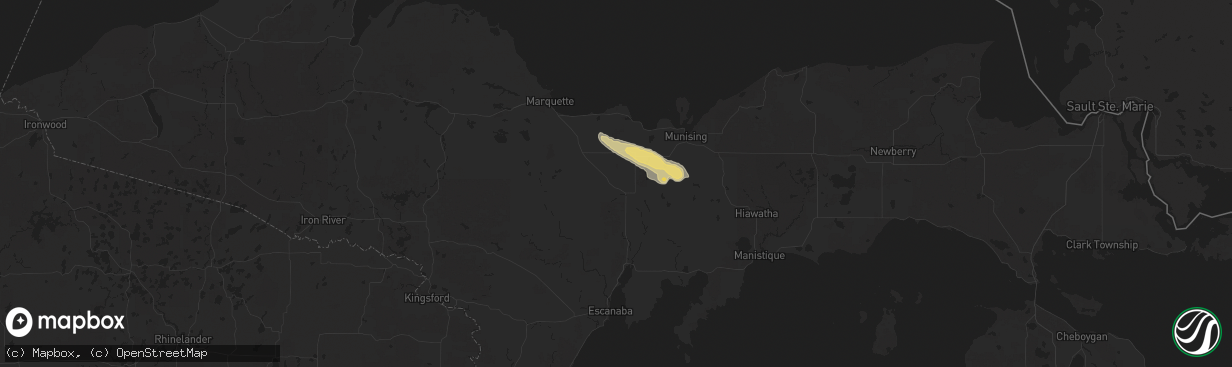 Hail map in Trenary, MI on June 13, 2024