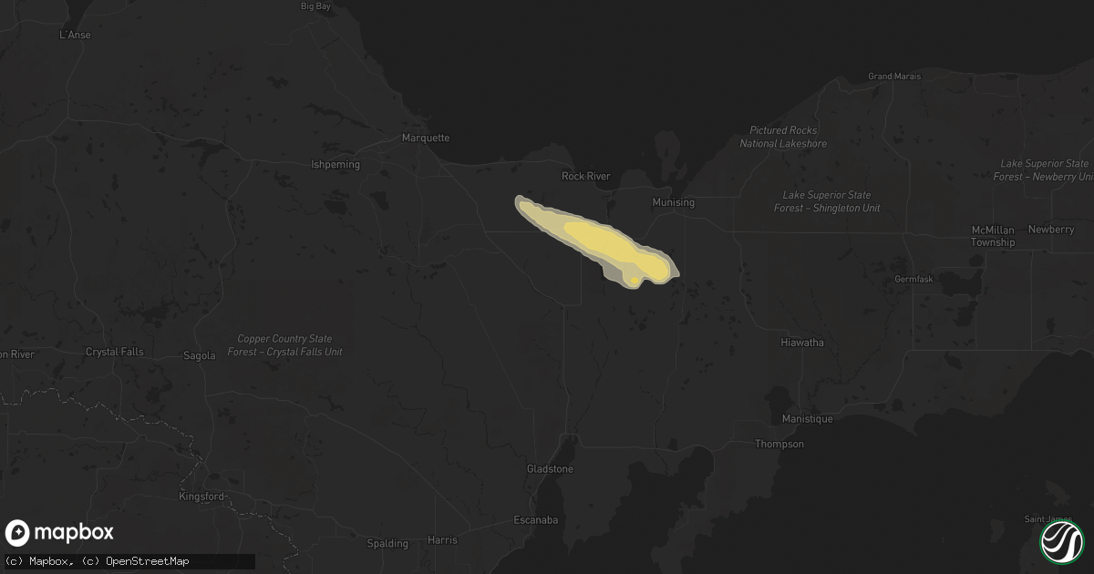 Hail map in Trenary, MI on June 13, 2024