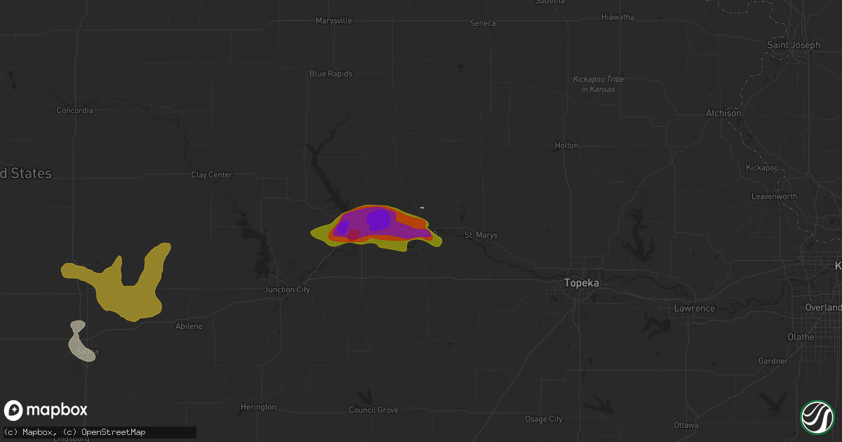 Hail map in Wamego, KS on June 13, 2024