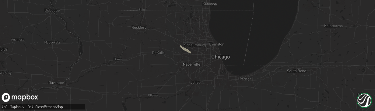 Hail map in West Chicago, IL on June 13, 2024