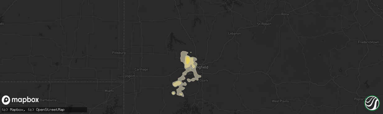 Hail map in Willard, MO on June 13, 2024