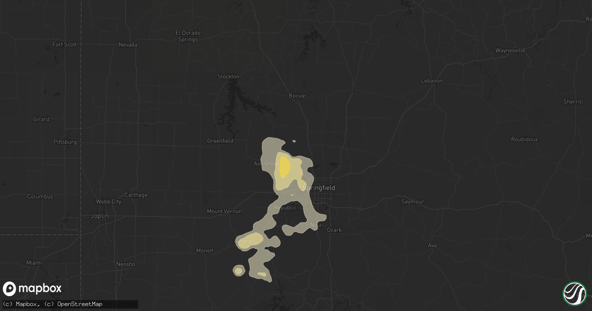 Hail map in Willard, MO on June 13, 2024