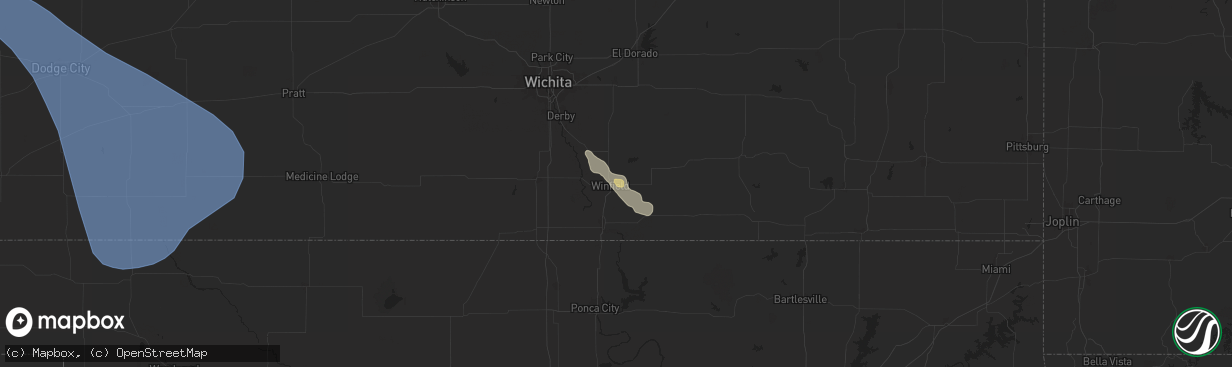 Hail map in Winfield, KS on June 13, 2024