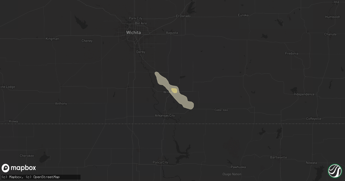 Hail map in Winfield, KS on June 13, 2024