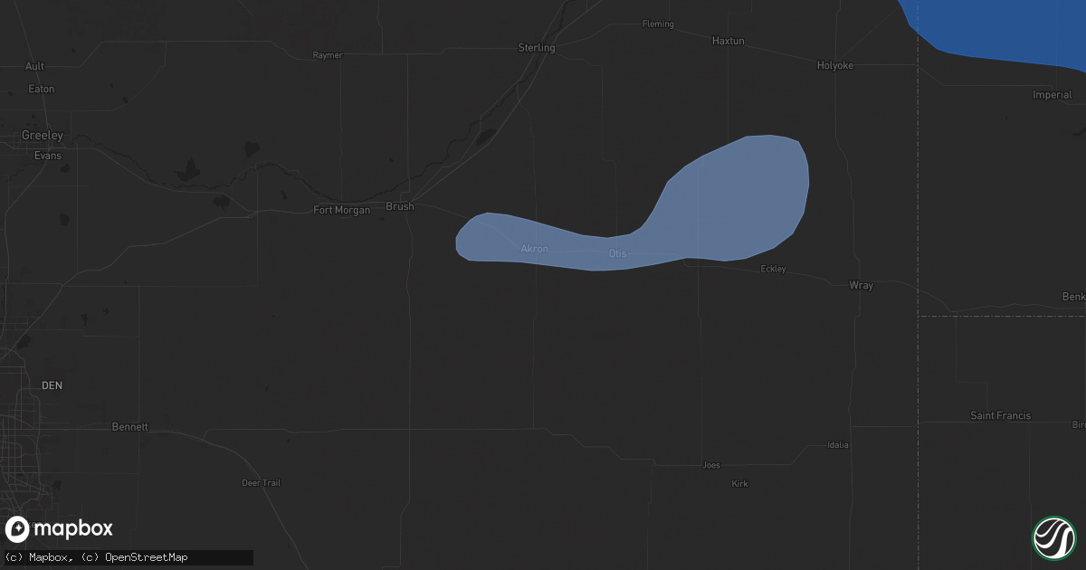 Hail map in Akron, CO on June 13, 2025