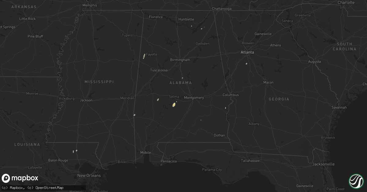 Hail map in Alabama on June 13, 2025