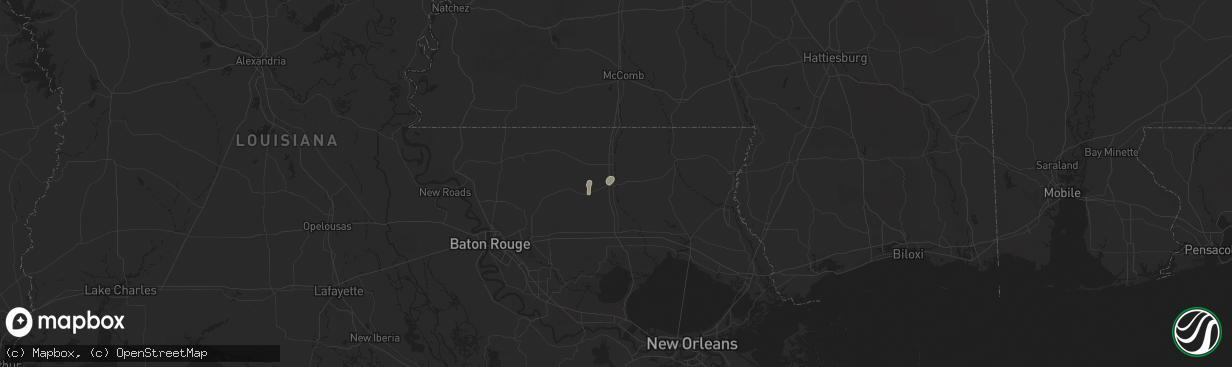 Hail map in Amite, LA on June 13, 2025