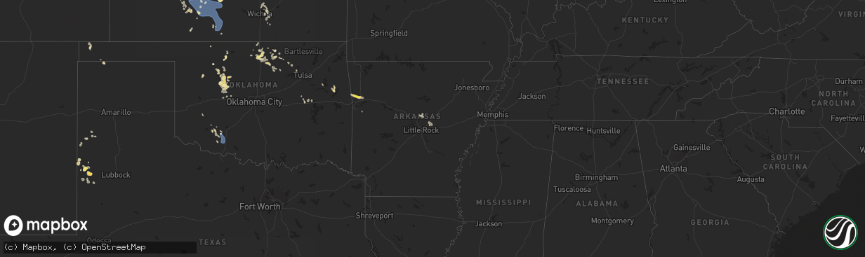 Hail map in Arkansas on June 13, 2025