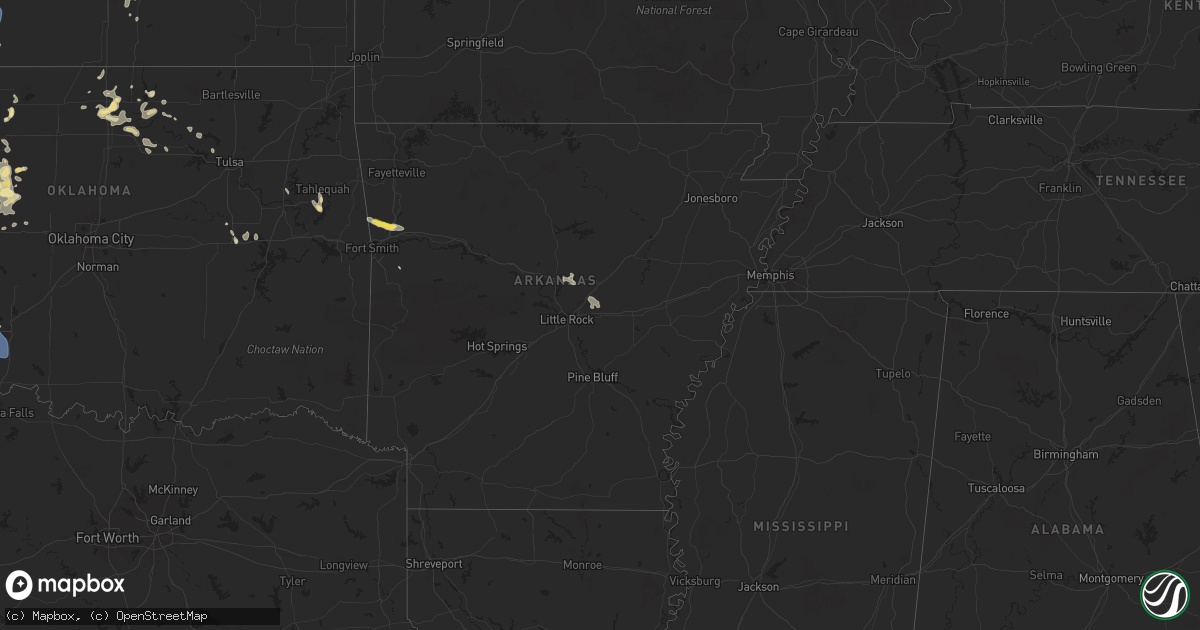 Hail map in Arkansas on June 13, 2025