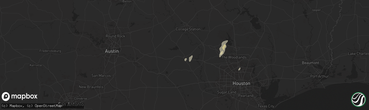 Hail map in Brenham, TX on June 13, 2025