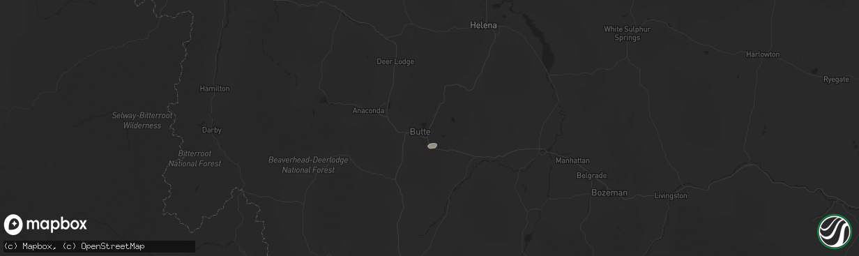 Hail map in Butte, MT on June 13, 2025