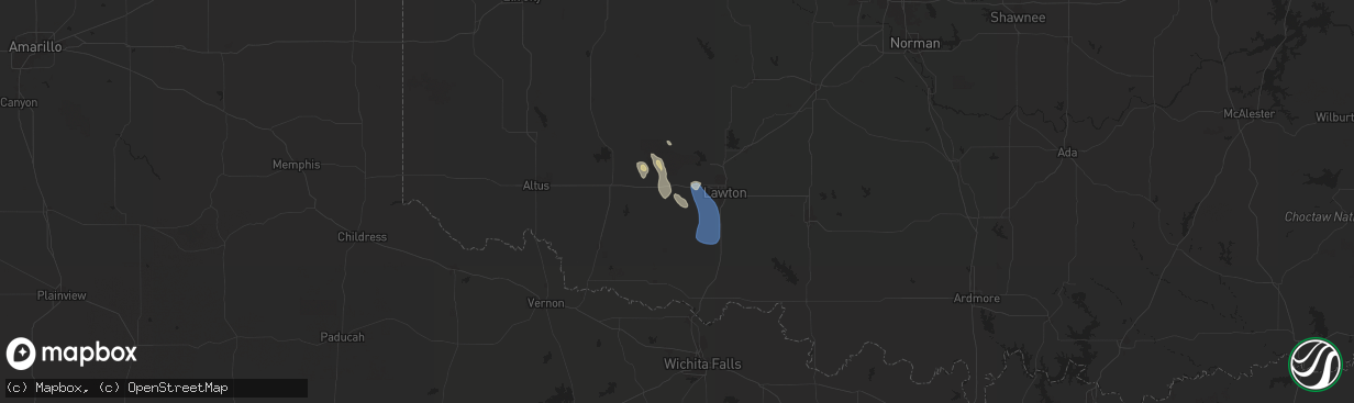 Hail map in Cache, OK on June 13, 2025