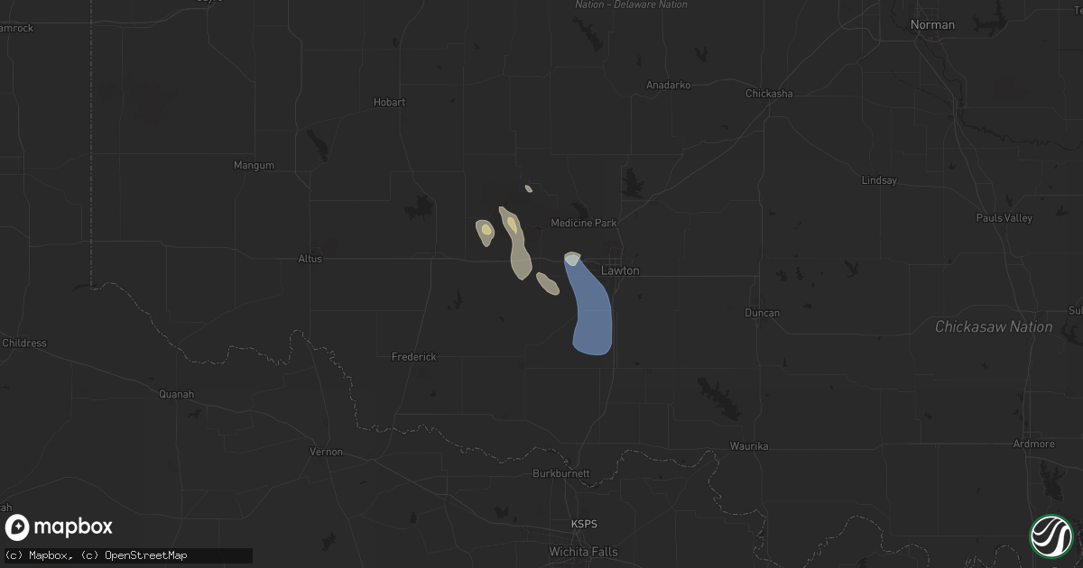 Hail map in Cache, OK on June 13, 2025