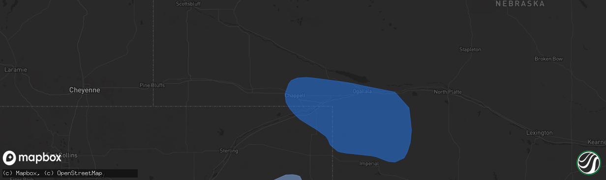 Hail map in Chappell, NE on June 13, 2025