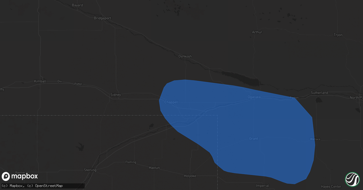 Hail map in Chappell, NE on June 13, 2025