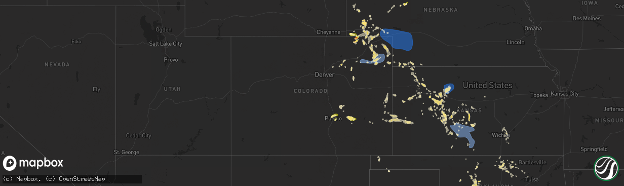 Hail map in Colorado on June 13, 2025