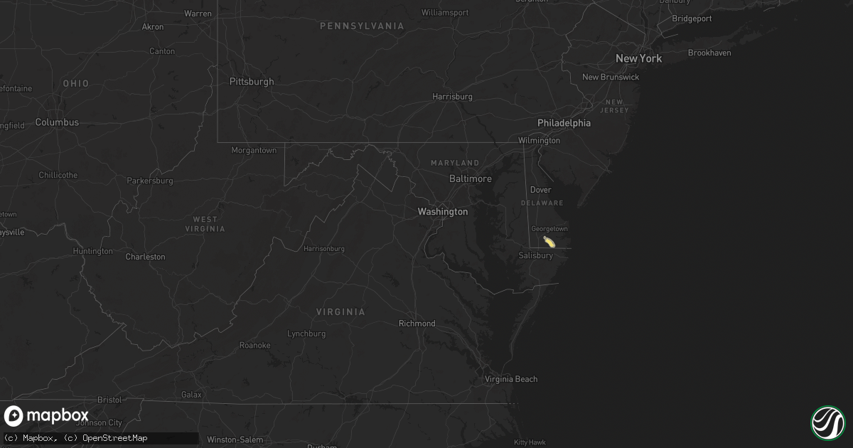 Hail map in Delaware on June 13, 2025
