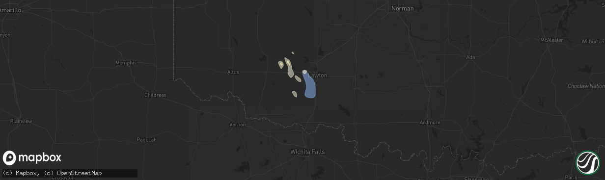 Hail map in Faxon, OK on June 13, 2025