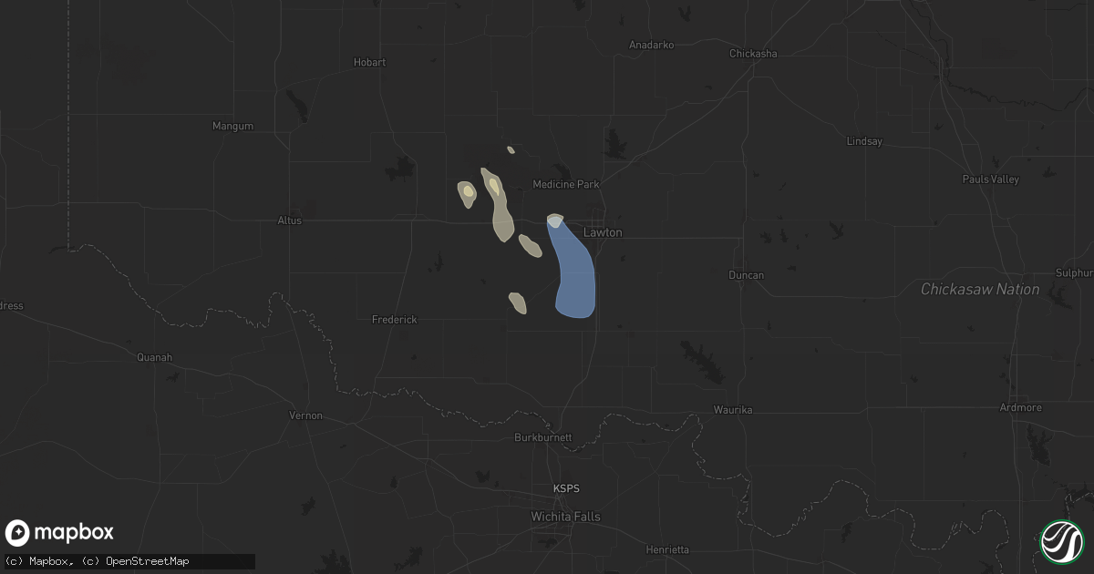 Hail map in Faxon, OK on June 13, 2025