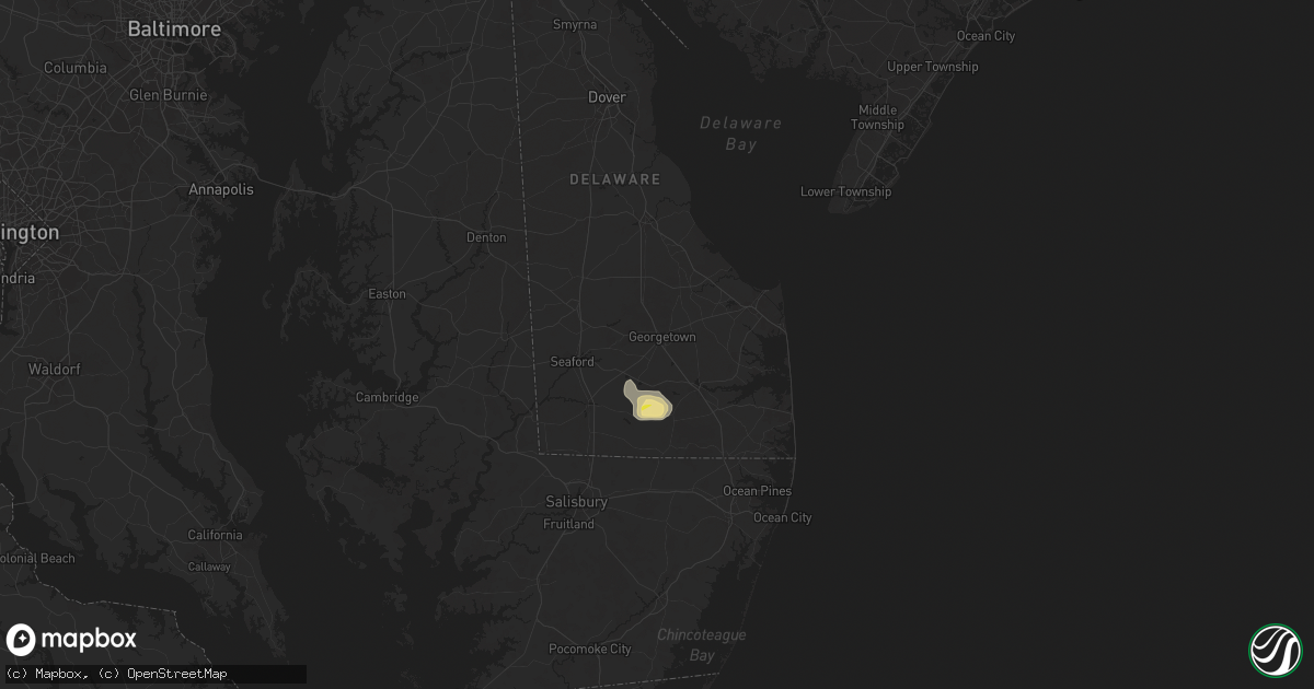 Hail map in Georgetown, DE on June 13, 2025