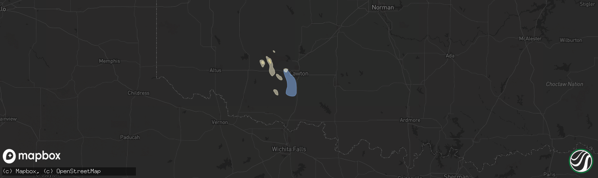Hail map in Geronimo, OK on June 13, 2025