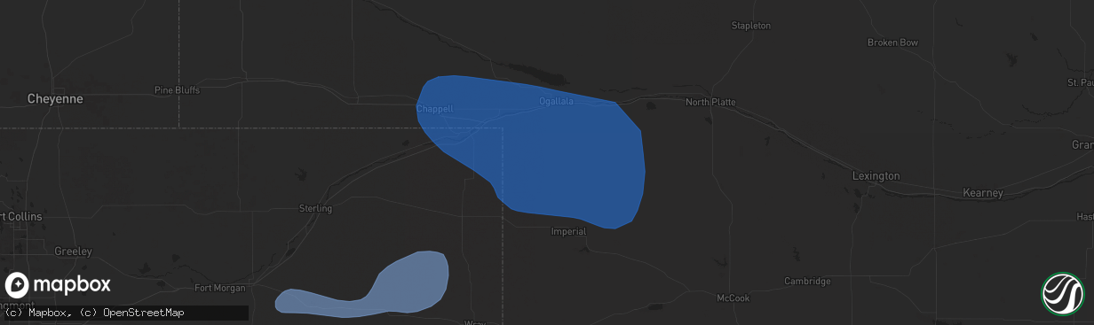 Hail map in Grant, NE on June 13, 2025