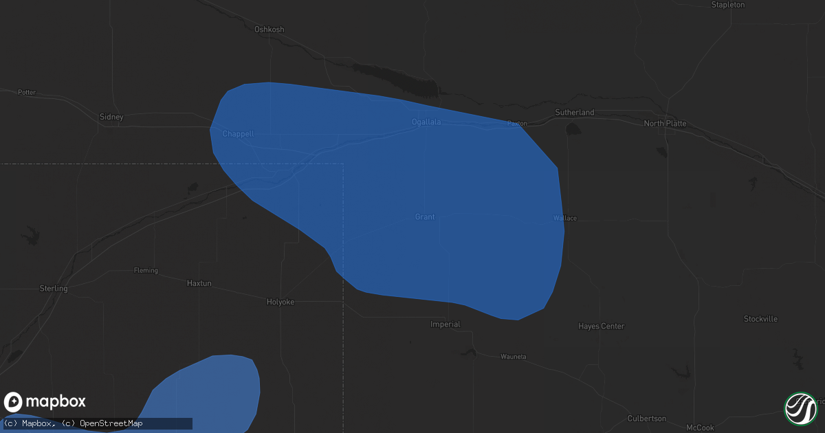 Hail map in Grant, NE on June 13, 2025