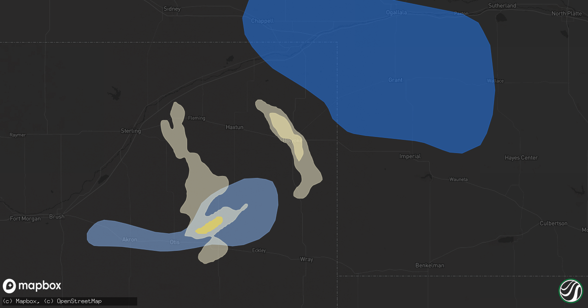 Hail map in Holyoke, CO on June 13, 2025